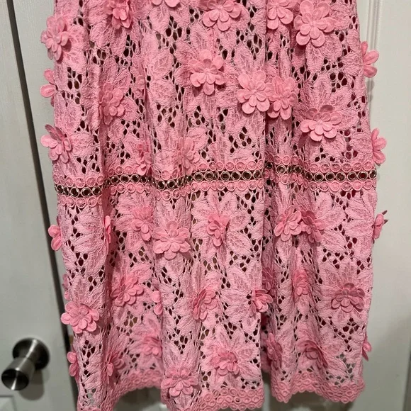 NWT MICHAEL MICHAEL KORS PINK 3D FLORAL APPLIQU FIT AND FLARE DRESS SIZE 6  - www.disolcolor.com
